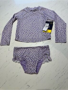GAP Girls' Lavender Floral Long-Sleeve Rashguard Set